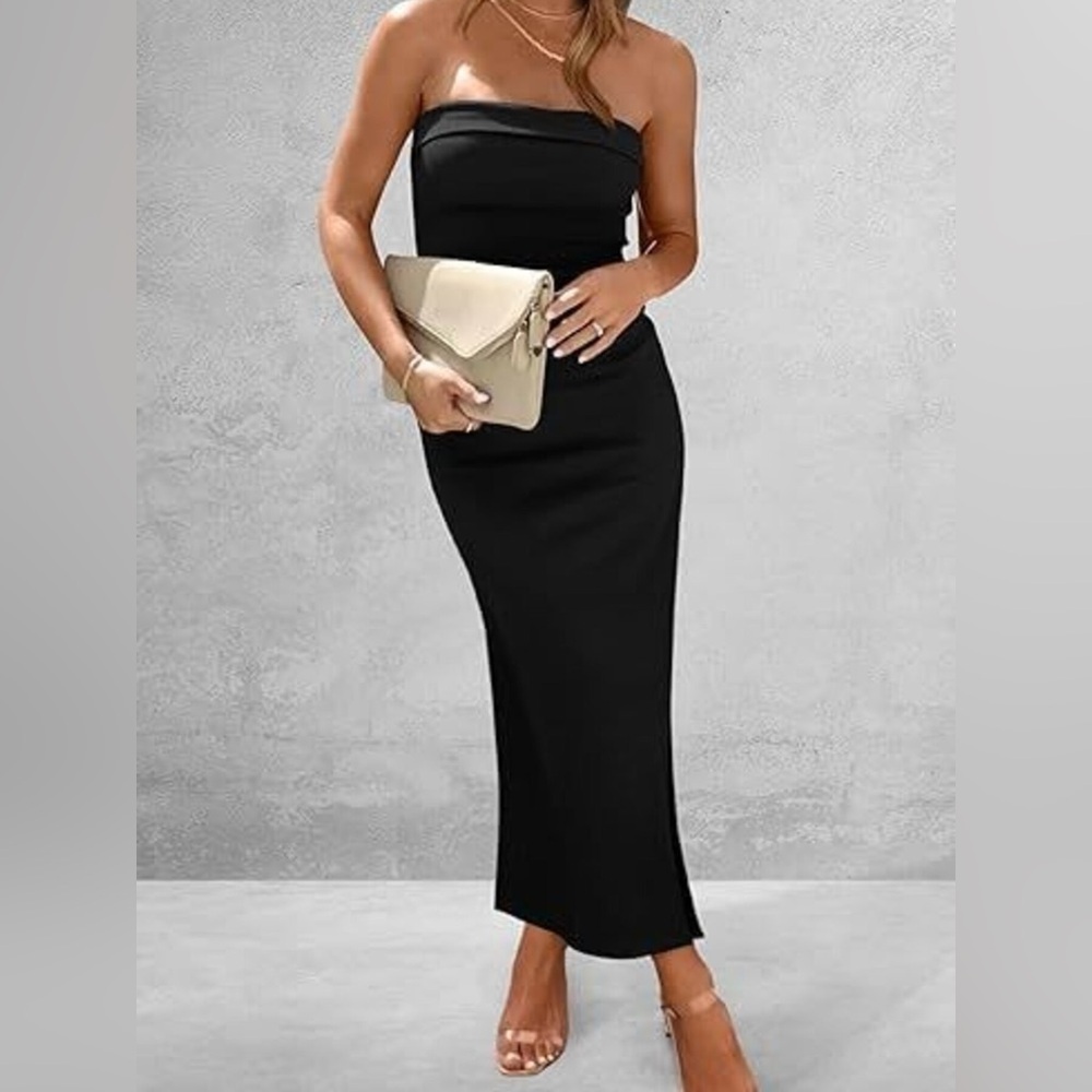 Slit Tube Bodycon Midi Dress